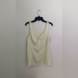Vintage Lorraine Cami Camisole Top Tank Nylon Ivory Lace Bow